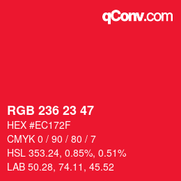 Color code: RGB 236 23 47 | qconv.com