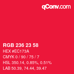 Color code: RGB 236 23 58 | qconv.com