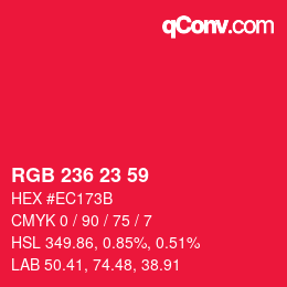 カラーコード: RGB 236 23 59 | qconv.com