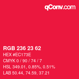 Color code: RGB 236 23 62 | qconv.com