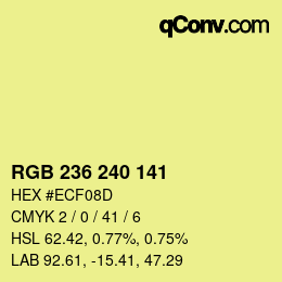 カラーコード: RGB 236 240 141 | qconv.com