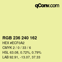 Color code: RGB 236 240 162 | qconv.com