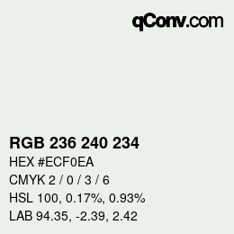 Color code: RGB 236 240 234 | qconv.com