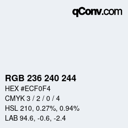 Color code: RGB 236 240 244 | qconv.com