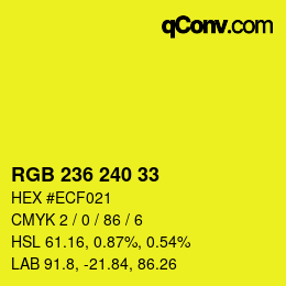 カラーコード: RGB 236 240 33 | qconv.com