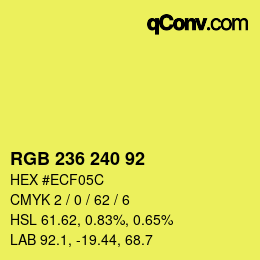 颜色代码: RGB 236 240 92 | qconv.com