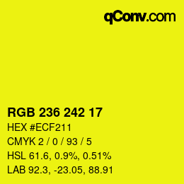 Color code: RGB 236 242 17 | qconv.com