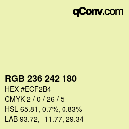 Color code: RGB 236 242 180 | qconv.com