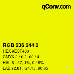 Color code: RGB 236 244 0 | qconv.com