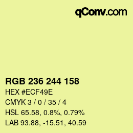 Color code: RGB 236 244 158 | qconv.com