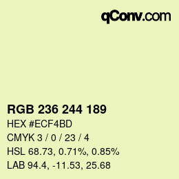 カラーコード: RGB 236 244 189 | qconv.com