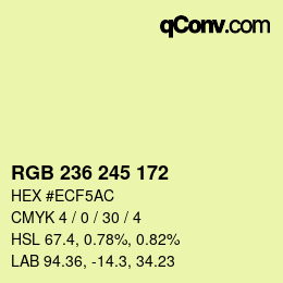 Color code: RGB 236 245 172 | qconv.com