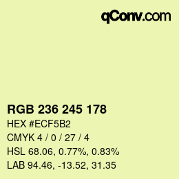 Color code: RGB 236 245 178 | qconv.com