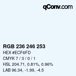 Farbcode: RGB 236 246 253 | qconv.com
