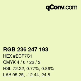 颜色代码: RGB 236 247 193 | qconv.com