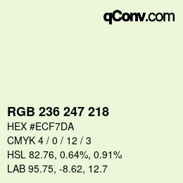 カラーコード: RGB 236 247 218 | qconv.com