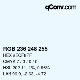 Color code: RGB 236 248 255 | qconv.com