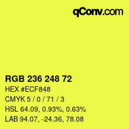 Color code: RGB 236 248 72 | qconv.com