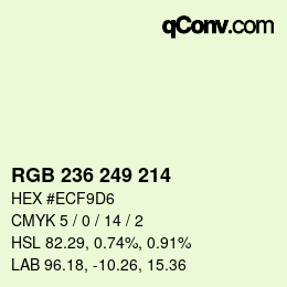 Color code: RGB 236 249 214 | qconv.com