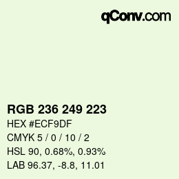 Color code: RGB 236 249 223 | qconv.com