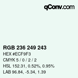 Color code: RGB 236 249 243 | qconv.com