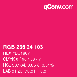 颜色代码: RGB 236 24 103 | qconv.com