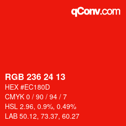 Color code: RGB 236 24 13 | qconv.com