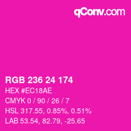 颜色代码: RGB 236 24 174 | qconv.com