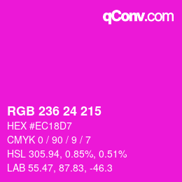 カラーコード: RGB 236 24 215 | qconv.com