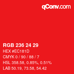 Color code: RGB 236 24 29 | qconv.com
