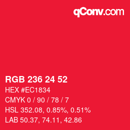 Color code: RGB 236 24 52 | qconv.com
