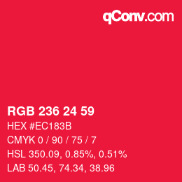Color code: RGB 236 24 59 | qconv.com