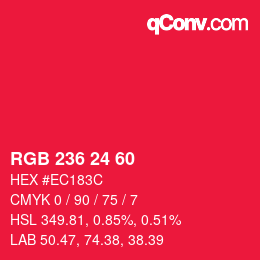 颜色代码: RGB 236 24 60 | qconv.com