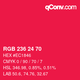 颜色代码: RGB 236 24 70 | qconv.com