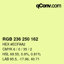 Color code: RGB 236 250 162 | qconv.com
