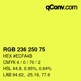 Color code: RGB 236 250 75 | qconv.com