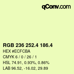 カラーコード: RGB 236 252.4 186.4 | qconv.com