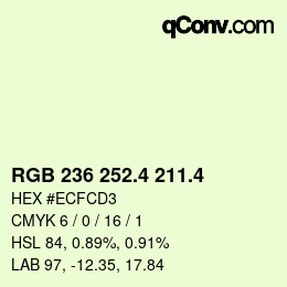 カラーコード: RGB 236 252.4 211.4 | qconv.com