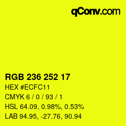 カラーコード: RGB 236 252 17 | qconv.com