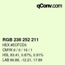 Color code: RGB 236 252 211 | qconv.com