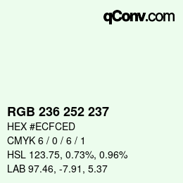 Color code: RGB 236 252 237 | qconv.com