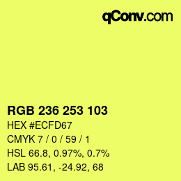 Color code: RGB 236 253 103 | qconv.com