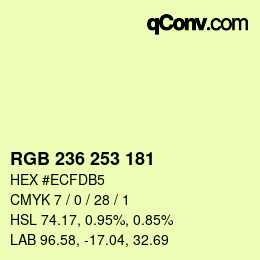 颜色代码: RGB 236 253 181 | qconv.com