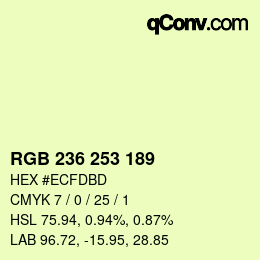 カラーコード: RGB 236 253 189 | qconv.com