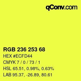 Color code: RGB 236 253 68 | qconv.com