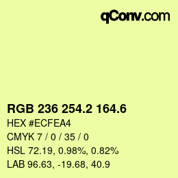 カラーコード: RGB 236 254.2 164.6 | qconv.com