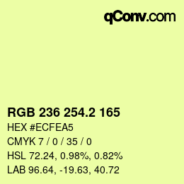カラーコード: RGB 236 254.2 165 | qconv.com