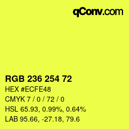 Color code: RGB 236 254 72 | qconv.com