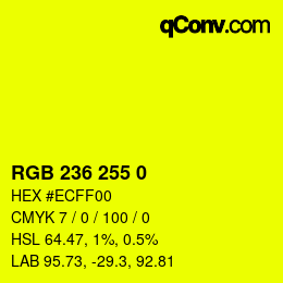 Color code: RGB 236 255 0 | qconv.com