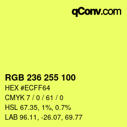Color code: RGB 236 255 100 | qconv.com